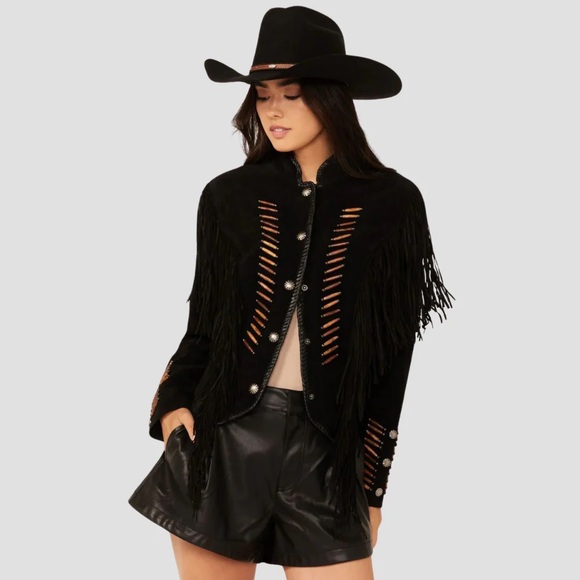 CRIPPLE CREEK WOMENS TRADITIONAL FRINGE LEATHER JACKET size S - Picture 3 of 14